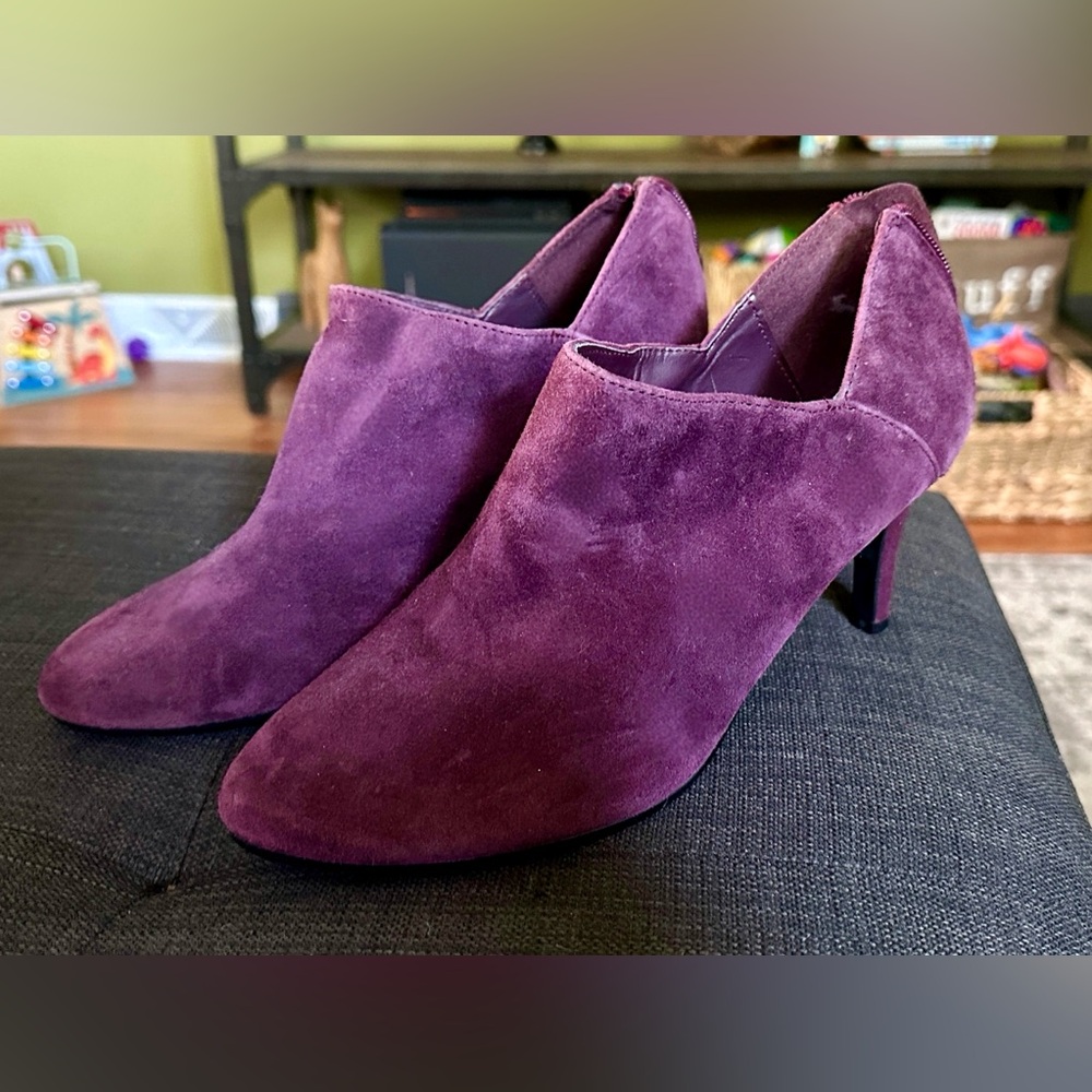 Bandolino Rich Purple Suede Ankle Booties